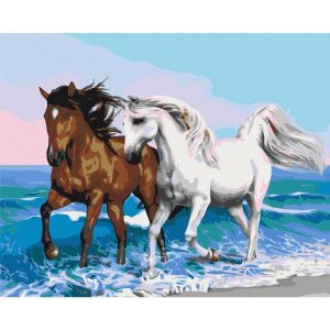 Peinture par numéros - Horses at the Seaside