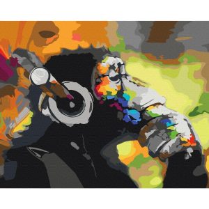 Peinture par numéros - Monkey In Headphones (Multi Colour)