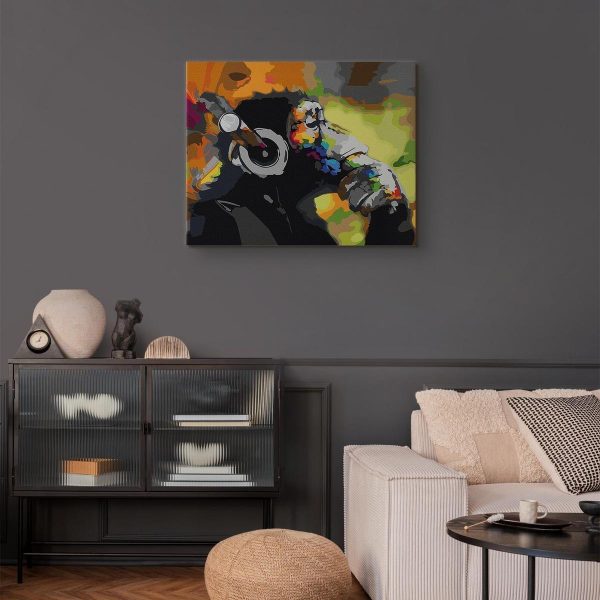 Peinture par numéros - Monkey In Headphones (Multi Colour)
