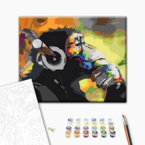 Peinture par numéros - Monkey In Headphones (Multi Colour)