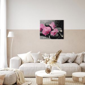 Peinture par numéros - Orchid With Zen Stones (Black Background)