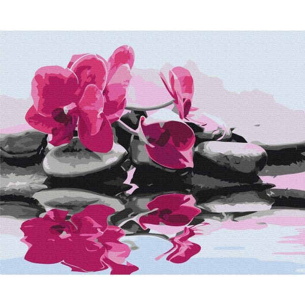 Peinture par numéros - Orchid With Zen Stones (Reflection In The Water)