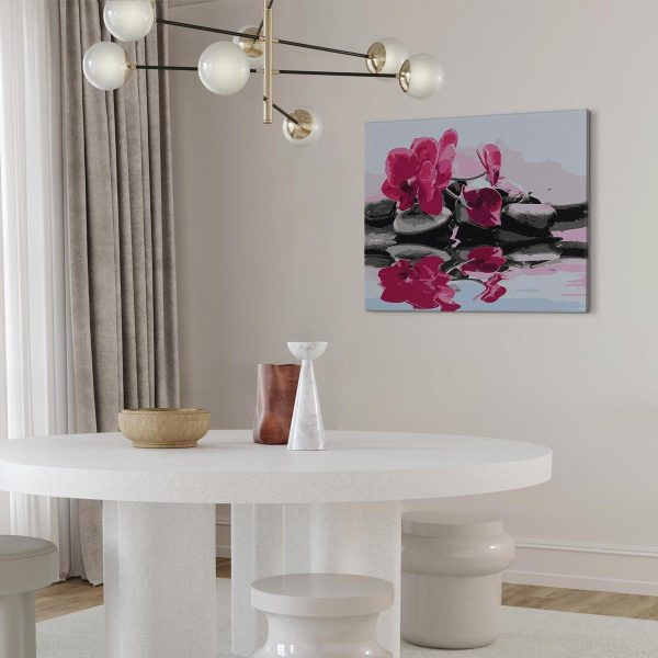 Peinture par numéros - Orchid With Zen Stones (Reflection In The Water)