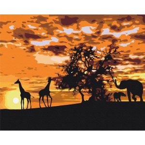 Peinture par numéros - Savannah (Giraffes & Elephants)