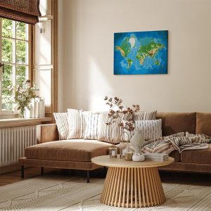 Peinture par numéros - World Map (Blue & Green)