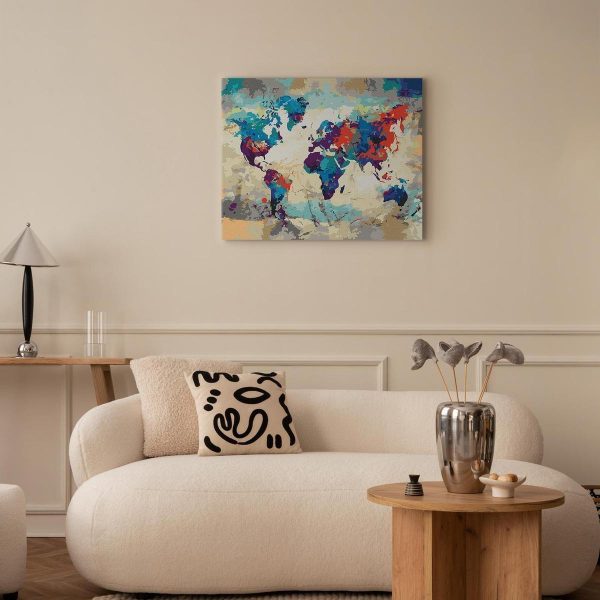 Peinture par numéros - World Map (Blue & Red)