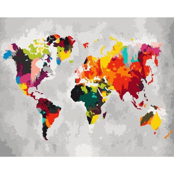 Peinture par numéros - World Map (Bright Colours)