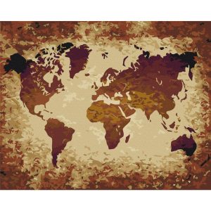 Peinture par numéros - World Map (Brown Colours)