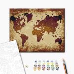 Peinture par numéros - World Map (Brown Colours)