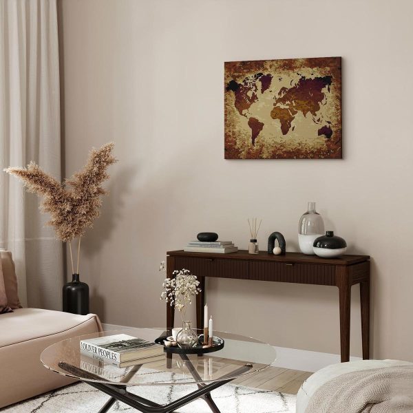 Peinture par numéros - World Map (Brown Colours)