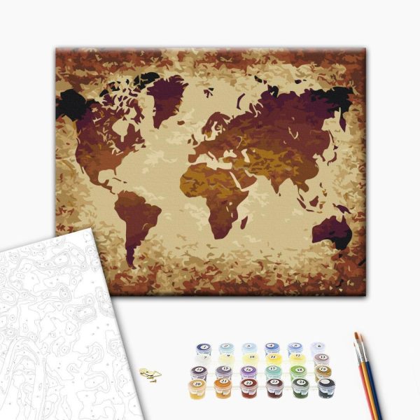 Peinture par numéros - World Map (Brown Colours)