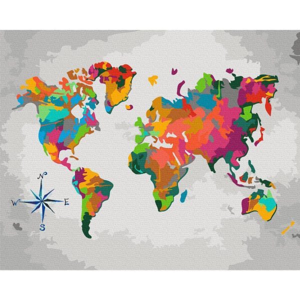 Peinture par numéros - World Map (Compass Rose)