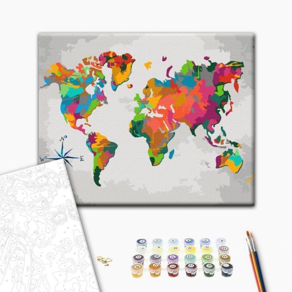 Peinture par numéros - World Map (Compass Rose)